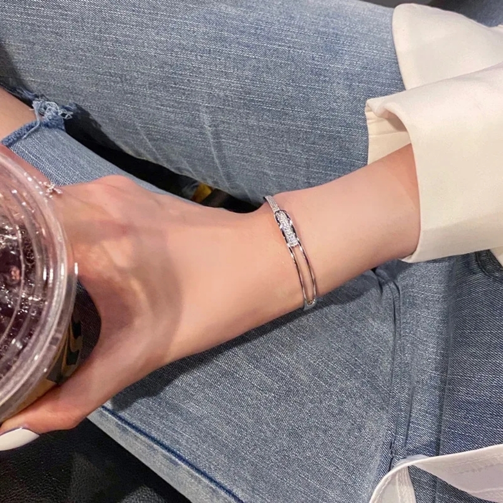 💯 New Sterling silver opening diamond bracelet - Picture 3 of 5